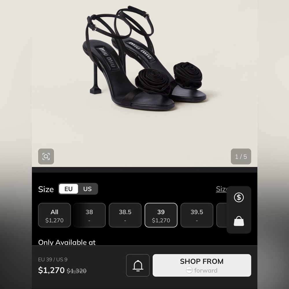 Miu Miu Black Rose Satin Sandals - Picture 4 of 10